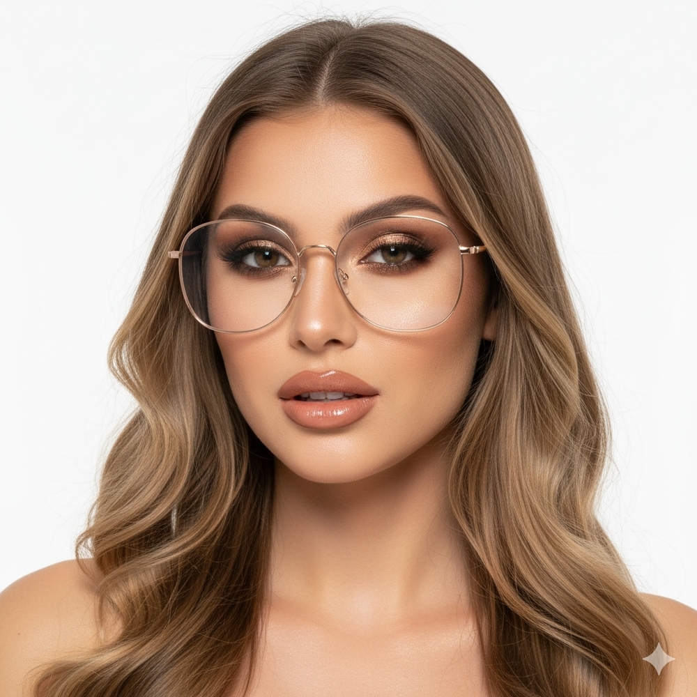Goldtone Oversized Fashion Eyeglasses UV400 NWT